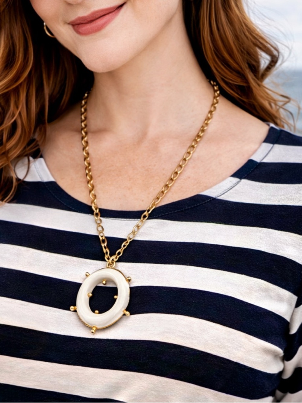 Vintage Nautical Ship Wheel Pendant Necklace